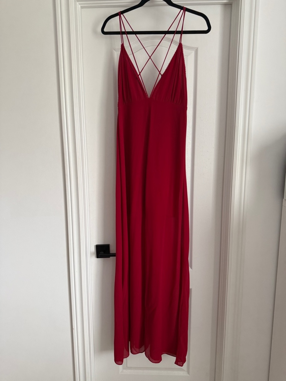 Cotton Candy Red Strappy V-Neck Maxi Dress